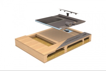 Fundo RioLigno, le receveur de douche avec écoulement linéaire spécial plancher bois